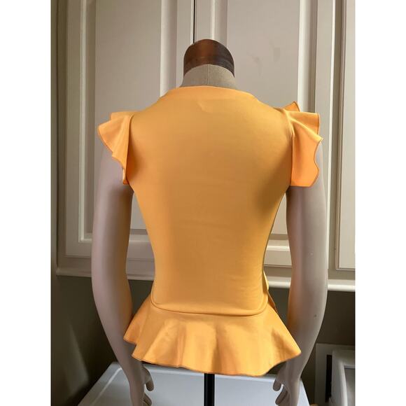 ORANGE brand, Small Women's Yellow Ruffle Blouse, Flutter Sleeves, Small - Picture 3 of 9